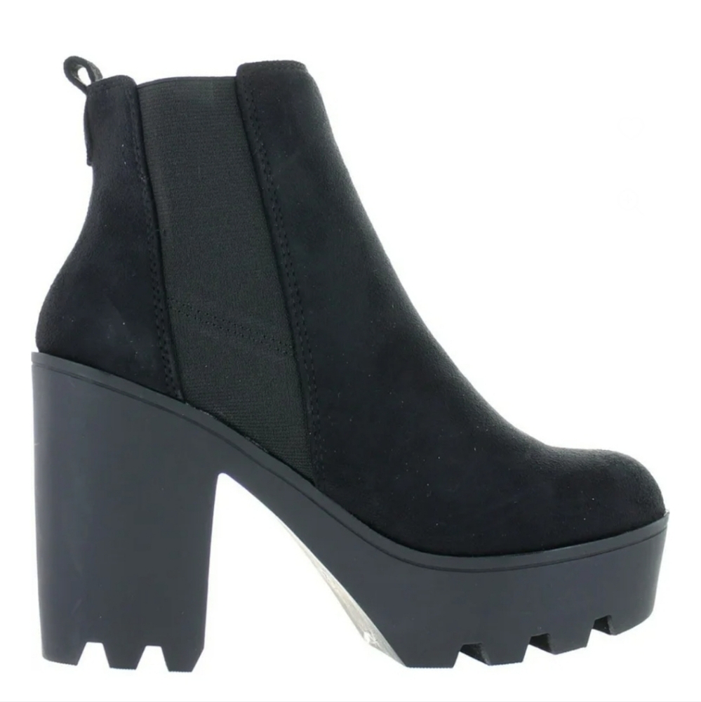 Soda Black Platform Combat Moto Boots